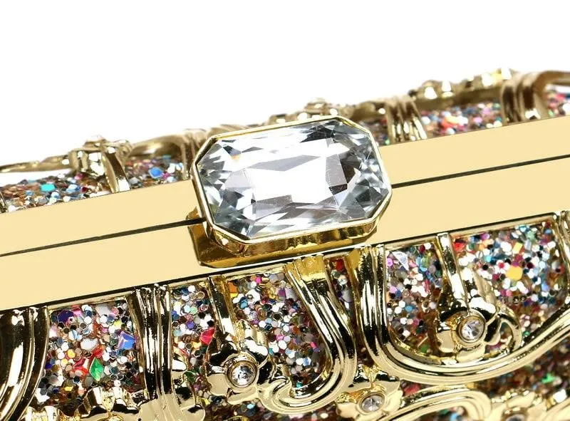 Sequin Evening Bags Metal Wedding Party Minaudiere Clutch
