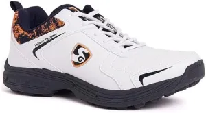 SG Savage Stud Cricket Shoe for Men and Boys Material: Mesh & PVC Lightweight Improved Stability in The Game, White Navy Orange, 10 Men