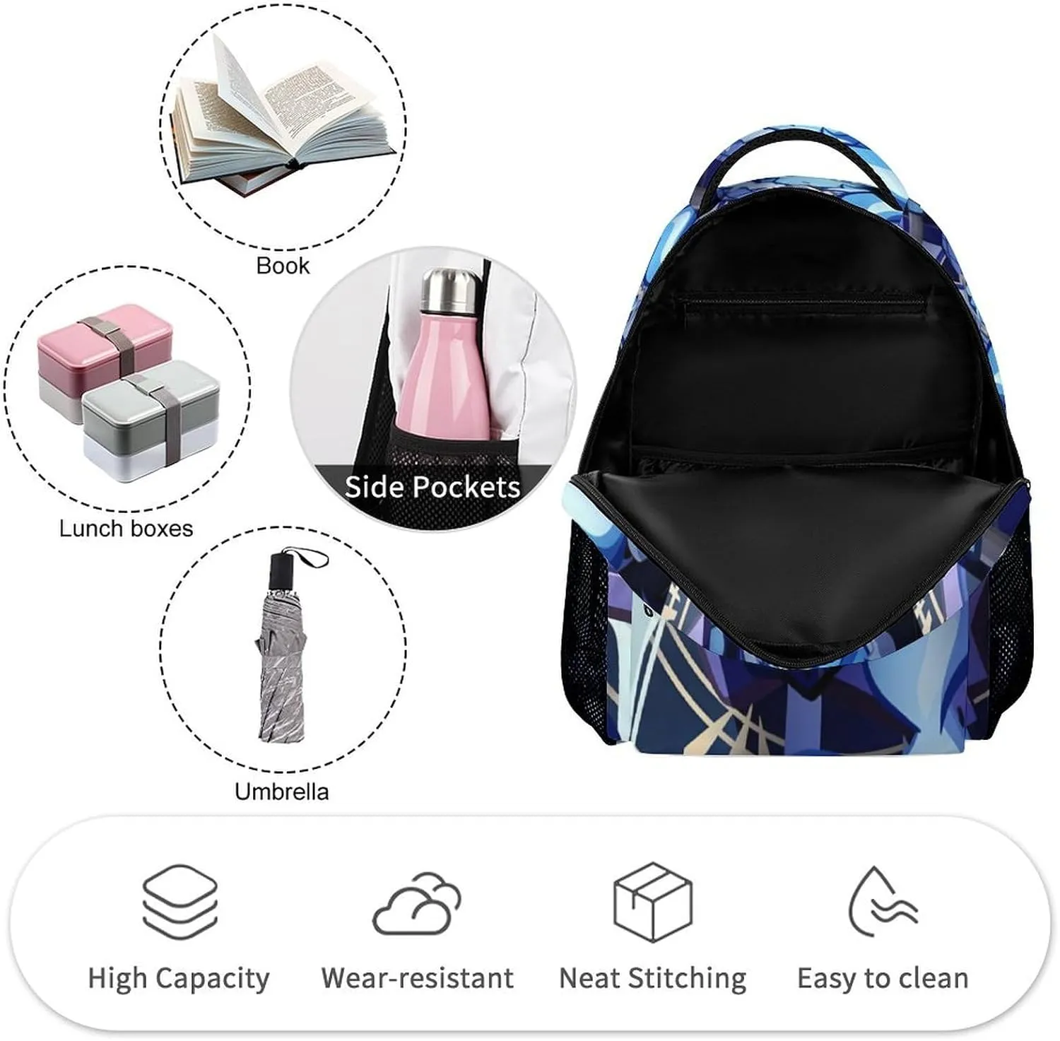 sha_dow Blue milk Backpack Large Capacity Laptop Bags Lightweight Multifunction Daypack for Daily/Work/Sport