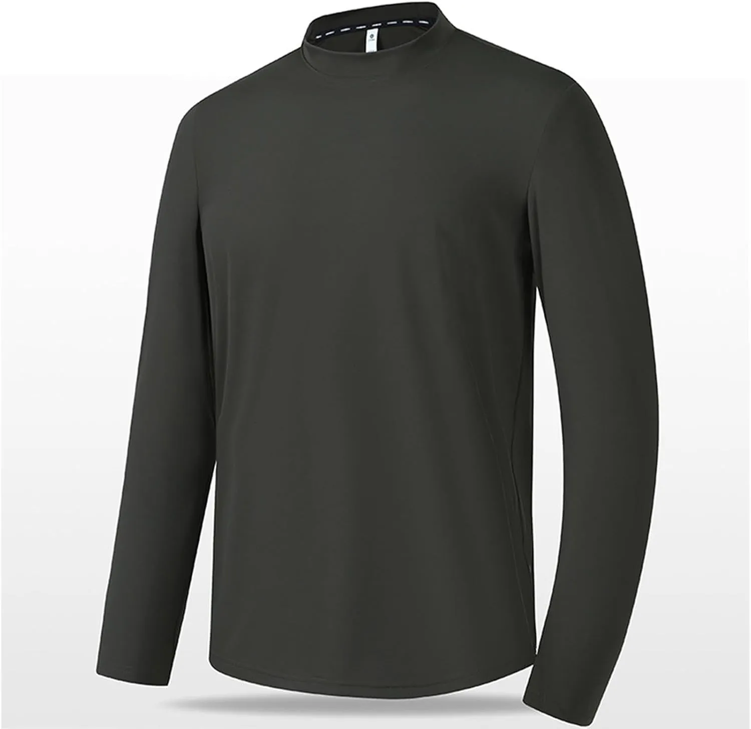 Shirts for Men Fashion Long Sleeve Mock Neck Solid Casual T-Shirt Regular-Fit Athletic Gym Workout Tee Top Pullover