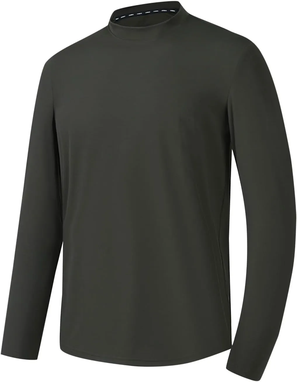 Shirts for Men Fashion Long Sleeve Mock Neck Solid Casual T-Shirt Regular-Fit Athletic Gym Workout Tee Top Pullover