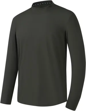 Shirts for Men Fashion Long Sleeve Mock Neck Solid Casual T-Shirt Regular-Fit Athletic Gym Workout Tee Top Pullover