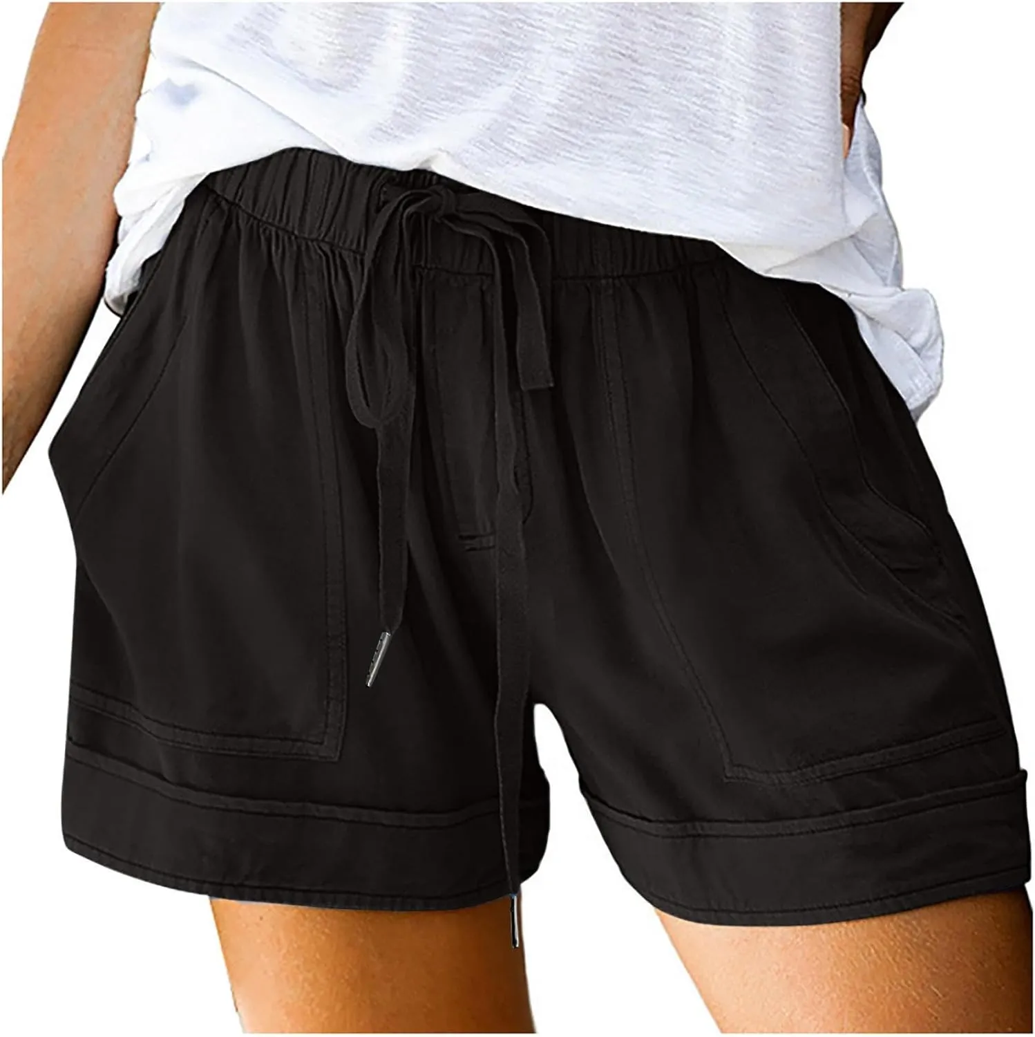 Shorts for Women 2024 Drawstring High Waisted Summer Bermuda Shorts Soft Trendy Lounge Shorts Beach Vacation Shorts