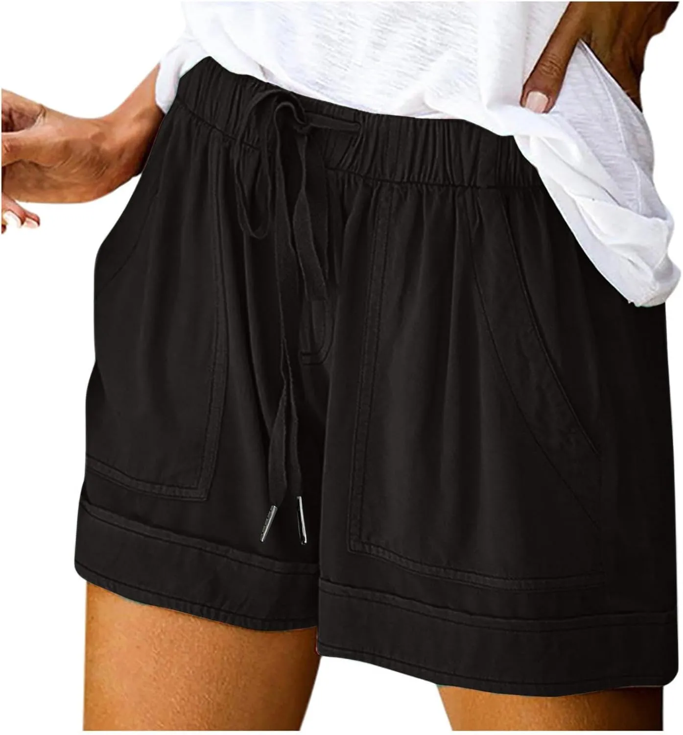 Shorts for Women 2024 Drawstring High Waisted Summer Bermuda Shorts Soft Trendy Lounge Shorts Beach Vacation Shorts