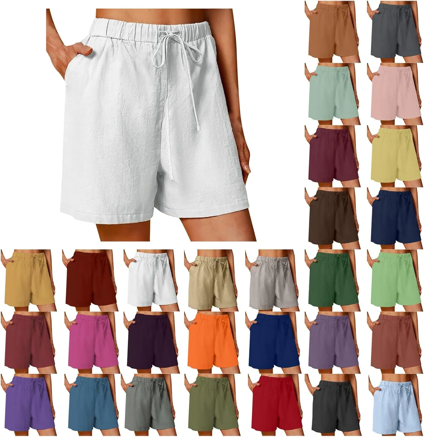 Shorts for Women 2025 Summer Linen Shorts Drawstring High Waisted Lightweight Casual Beach Vacation Outfit