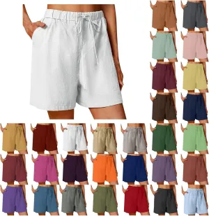 Shorts for Women 2025 Summer Linen Shorts Drawstring High Waisted Lightweight Casual Beach Vacation Outfit