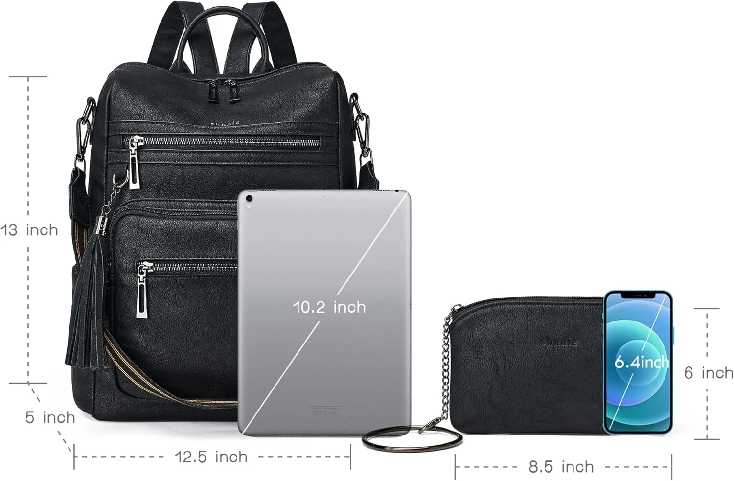 Shrrie Backpack Purse for Women Leather Backpack Fashion Designer Travel Backpack Convertible Shoulder Bag