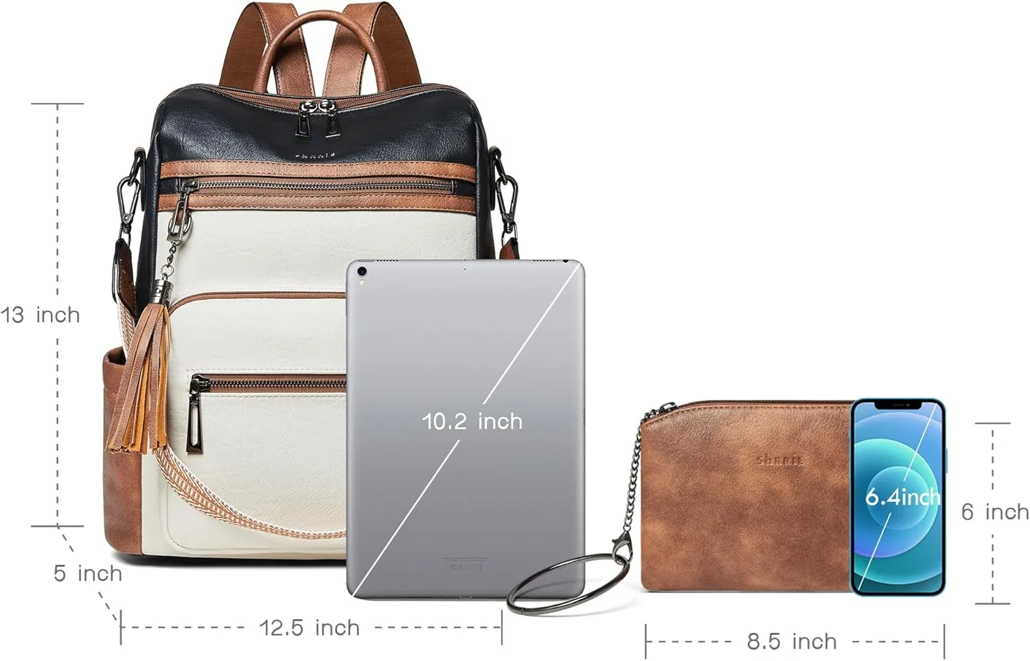 Shrrie Backpack Purse for Women Leather Fashion Designer Travel Backpack Convertible Shoulder Satchel Bag for College Work
