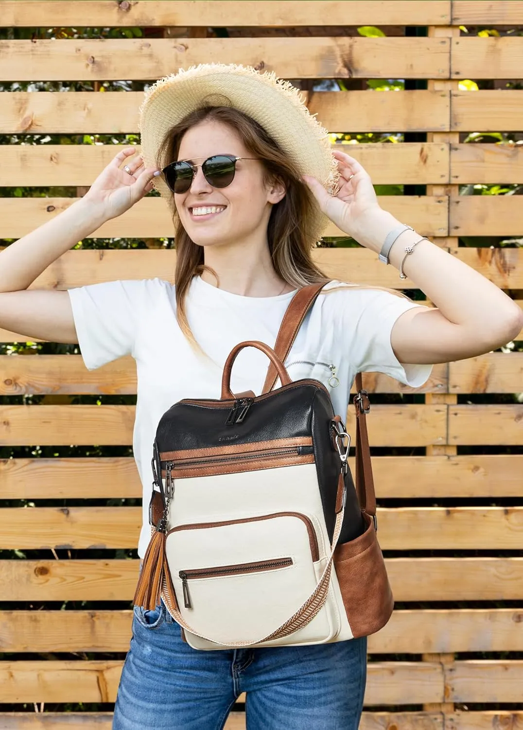 Shrrie Backpack Purse for Women Leather Fashion Designer Travel Backpack Convertible Shoulder Satchel Bag for College Work