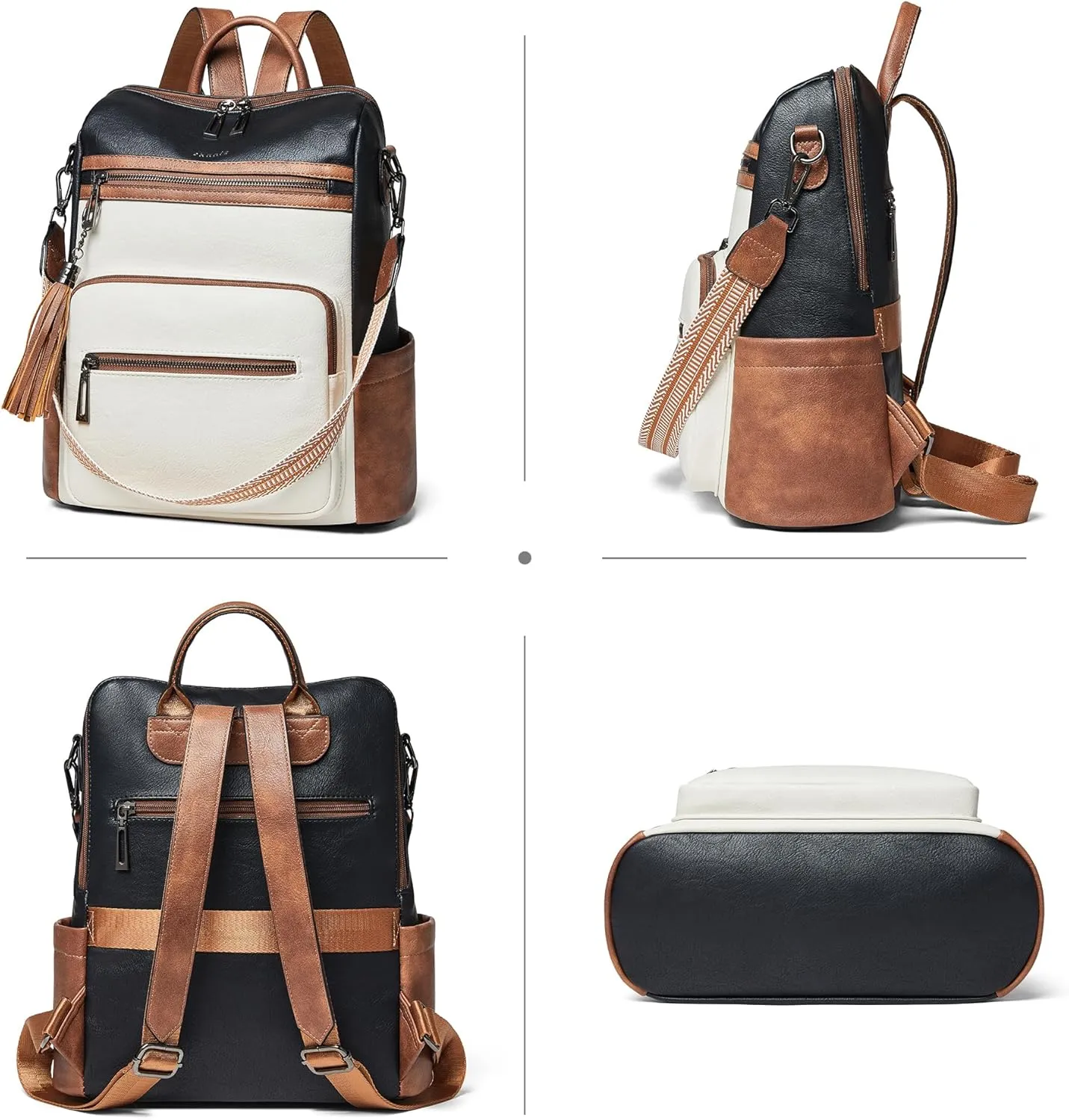 Shrrie Backpack Purse for Women Leather Fashion Designer Travel Backpack Convertible Shoulder Satchel Bag for College Work