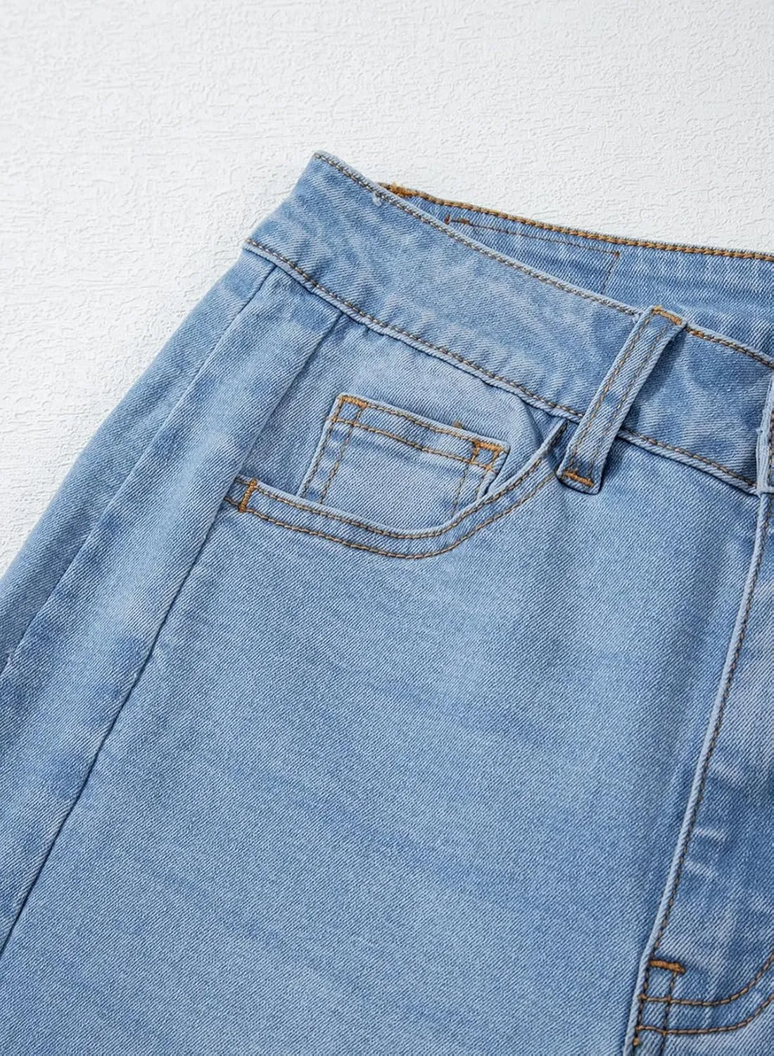 Sidefeel Women's Wide Leg Jeans High Waisted Strechy Raw Hem Zimbaplatinum Denim Pants