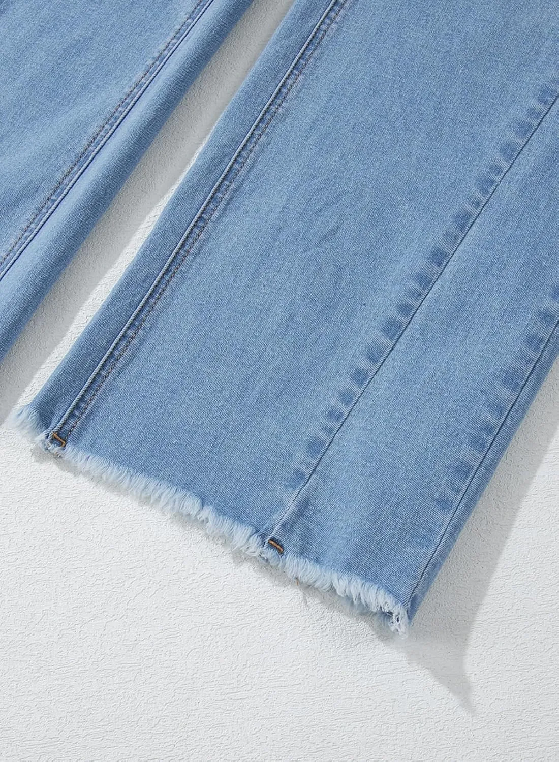 Sidefeel Women's Wide Leg Jeans High Waisted Strechy Raw Hem Zimbaplatinum Denim Pants