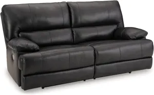 Signature Design by Ashley Mountainous Modern Leather Match Wall Hugger Power Reclining Sofa with Adjustable Headrest and USB Ports, Black