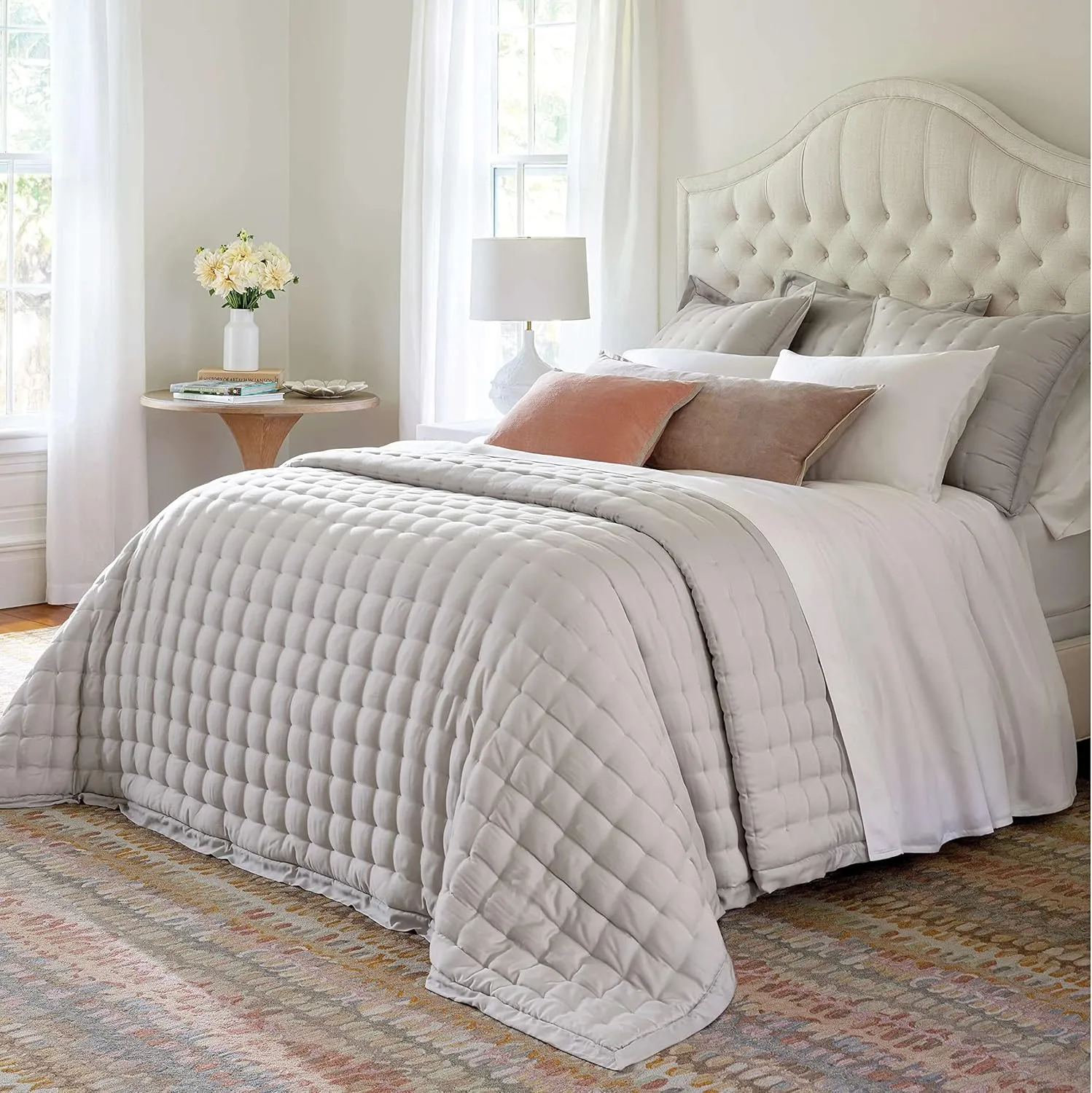 Silken Solid Grey Puff Sham, Euro Size, Grey Solid Pattern
