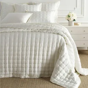 Silken Solid Ivory Puff Blanket, Twin Size, Ivory Solid Pattern