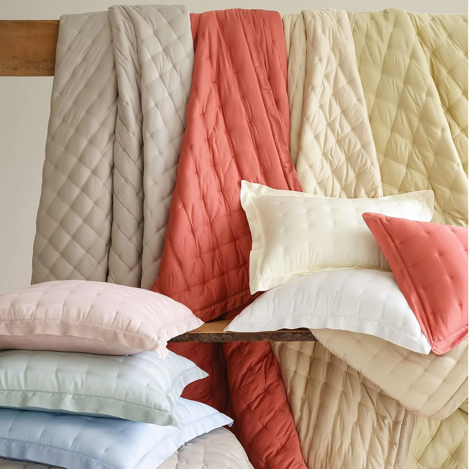 Silken Solid Ivory Puff Sham, Euro Size, Ivory Solid Pattern