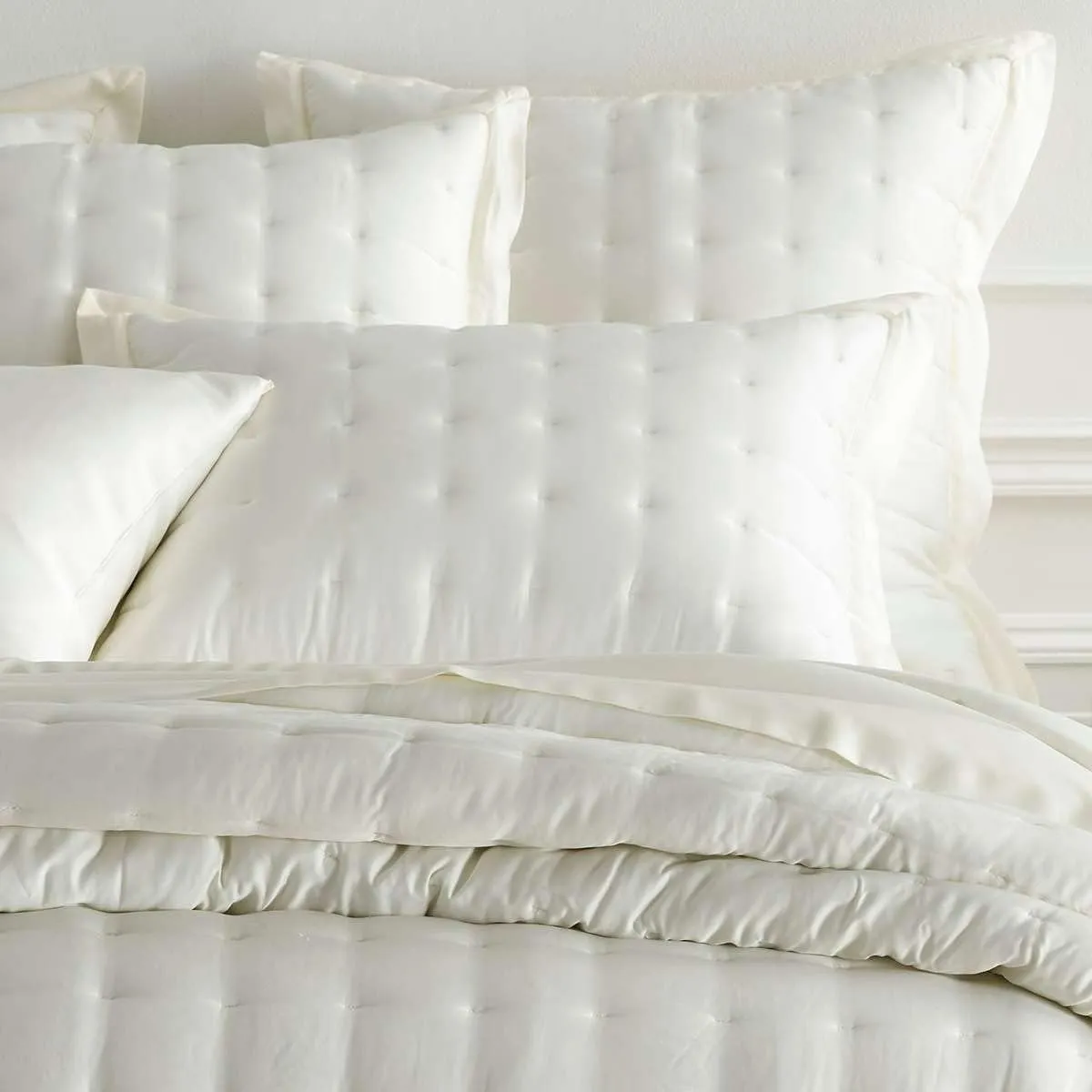 Silken Solid Ivory Puff Sham, Euro Size, Ivory Solid Pattern