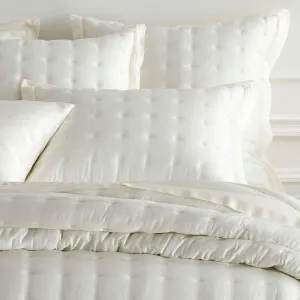 Silken Solid Ivory Puff Sham, Euro Size, Ivory Solid Pattern
