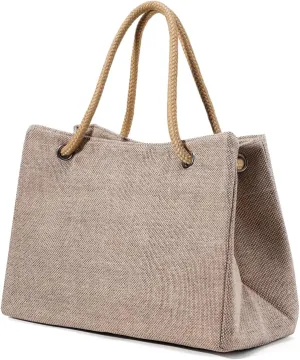 Simple and versatile shoulder bag, anti-theft zipper pocket on the back, linen handheld design