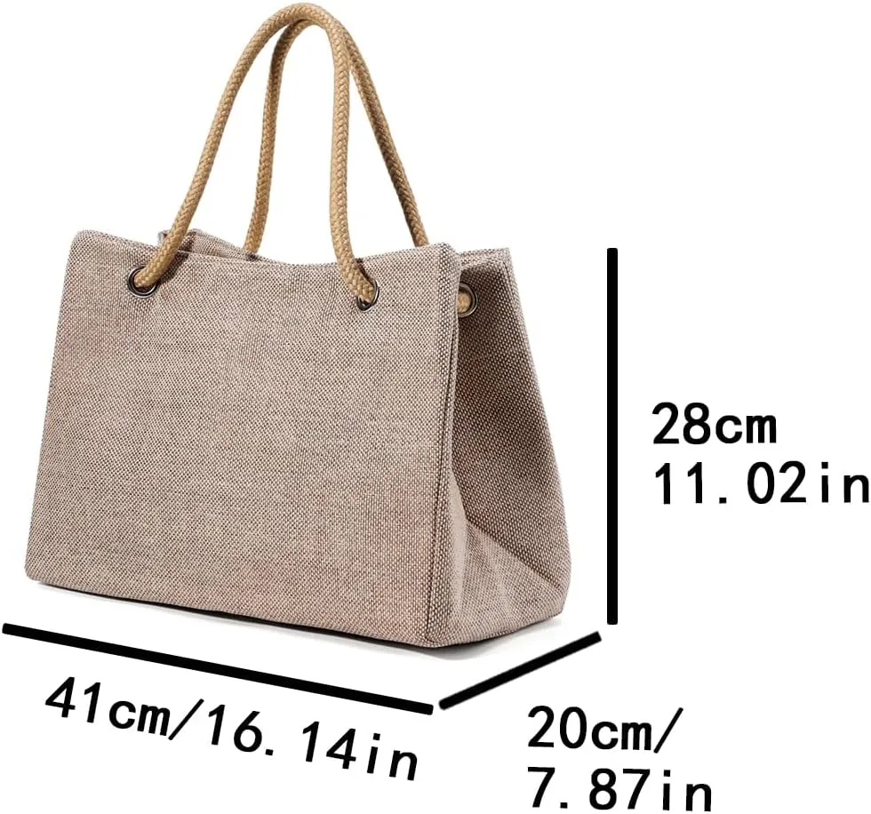 Simple and versatile shoulder bag, anti-theft zipper pocket on the back, linen handheld design