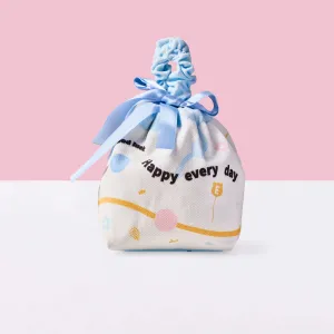 Simple Blue Linen Drawstring Wrapping Gift Bag