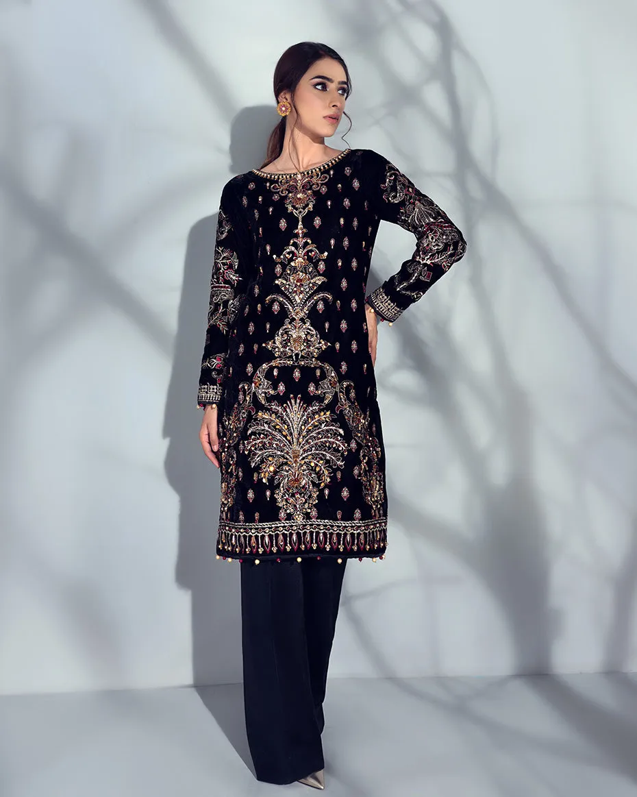 Sirene Embroidered Velvet 2-Piece Suit GV-05