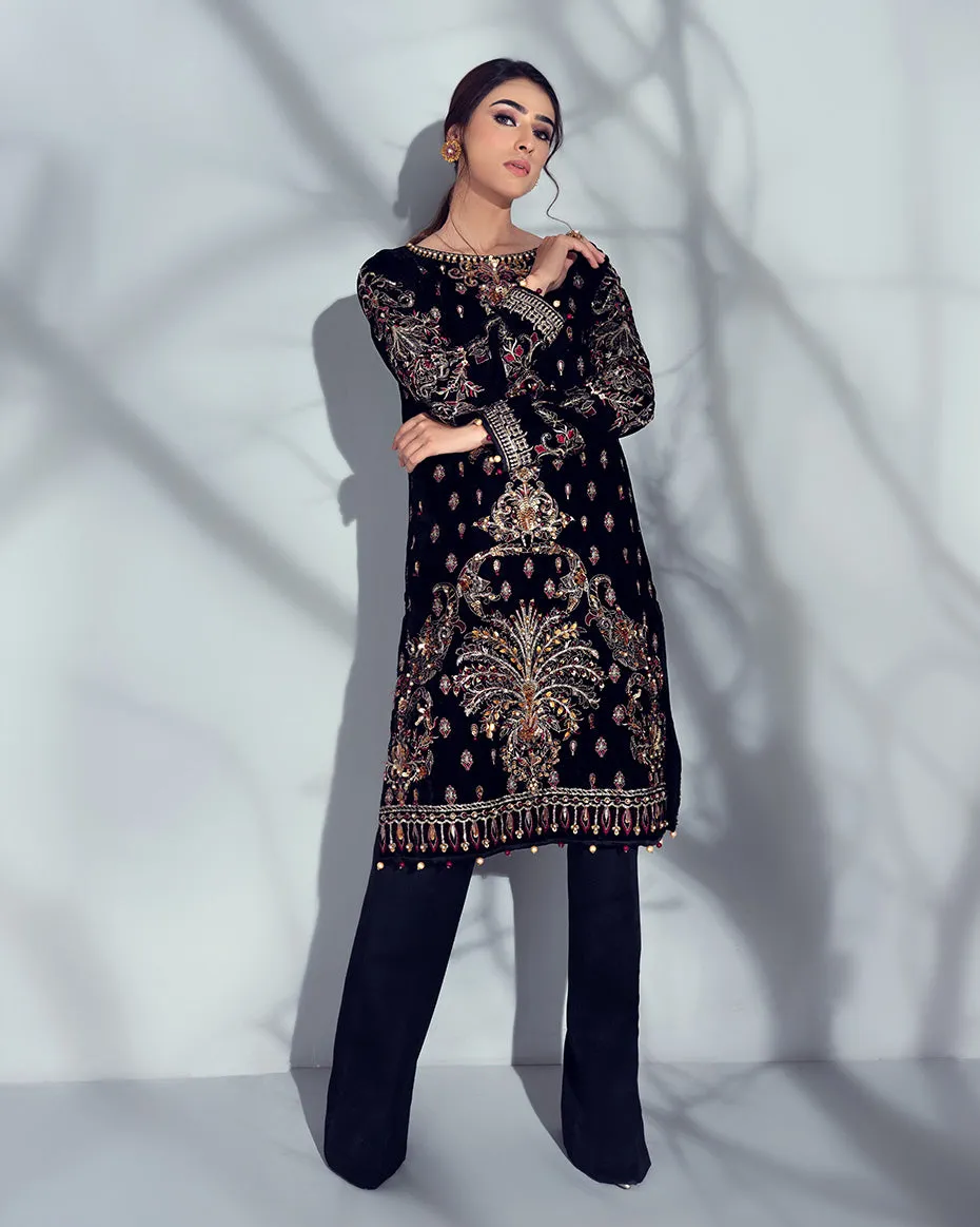 Sirene Embroidered Velvet 2-Piece Suit GV-05