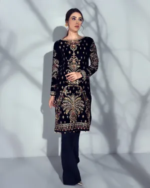 Sirene Embroidered Velvet 2-Piece Suit GV-05