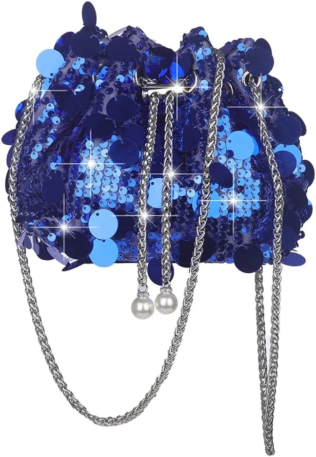 Sither Women's Evening Handbag Large Sequin Evening Bag Purses for Women Glitter Sparkly Handbag for Party