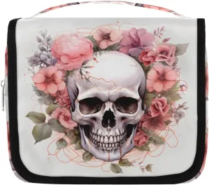 Skull Floral Hanging Travel Toiletry Bag Kit Makeup Case Cosmetics Organizer Skull Toiletry Bag for Women Make up Accessories Shampoo Body Cream Brushes Set