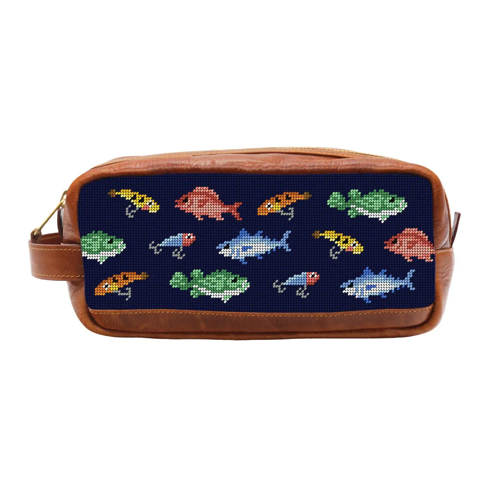 Smathers & Branson Fish and Tackle Pattern Toiletry Bag (Dark Navy)