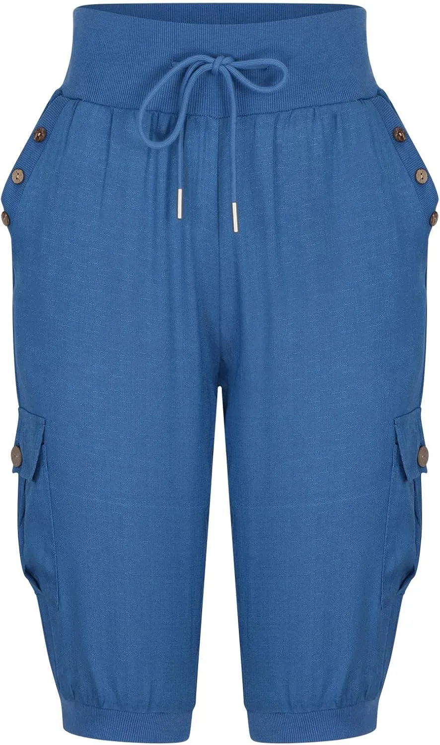 SMIDOW Capri Pants for Women Dressy Casual Drawstring Elastic High Waist Cotton Linen Trousers Active Running Sweatpants