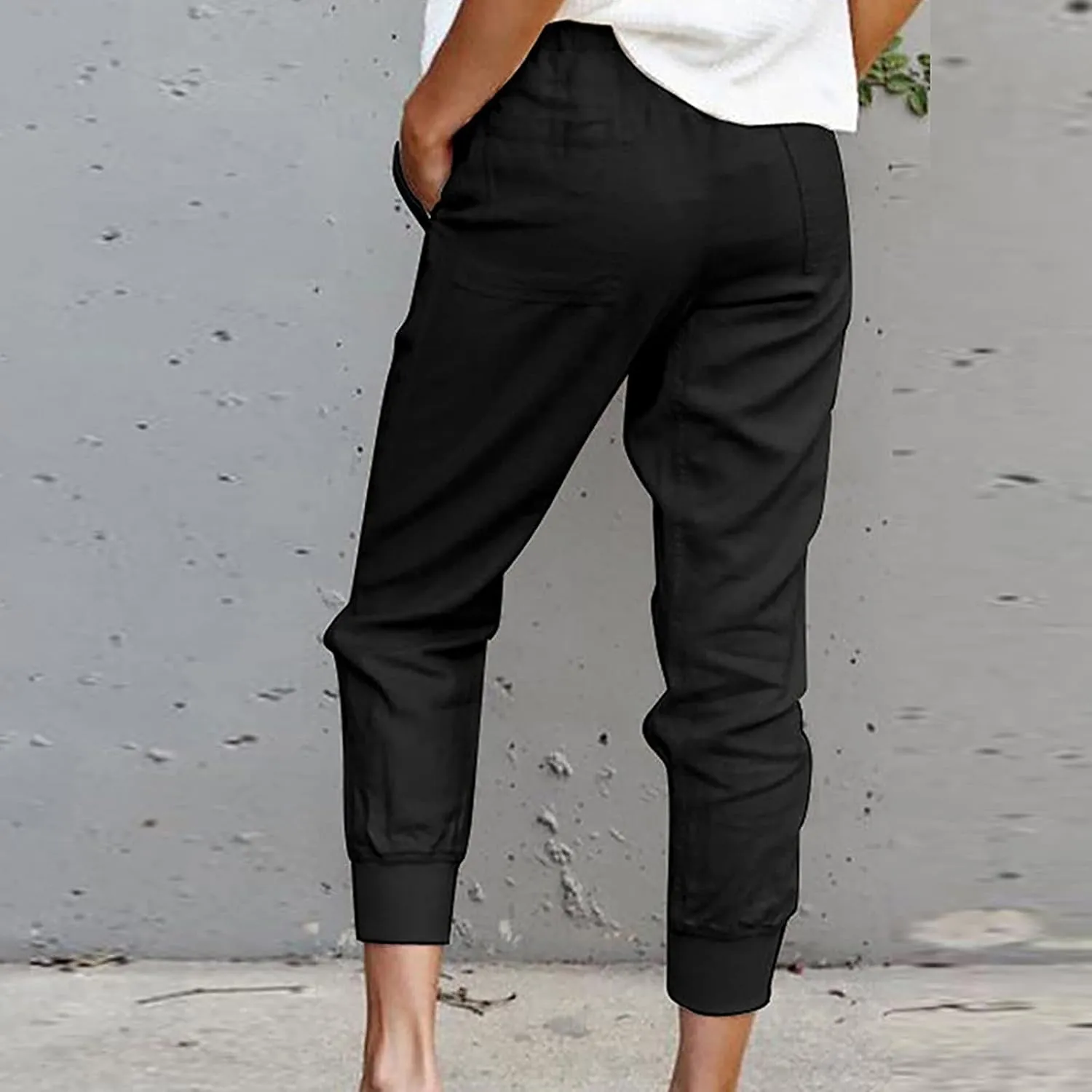 SMIDOW Capri Sweatpants for Women Dressy Casual Elastic Waist Drawstring Jogger Running Pant Loose Fit Lounge Pants