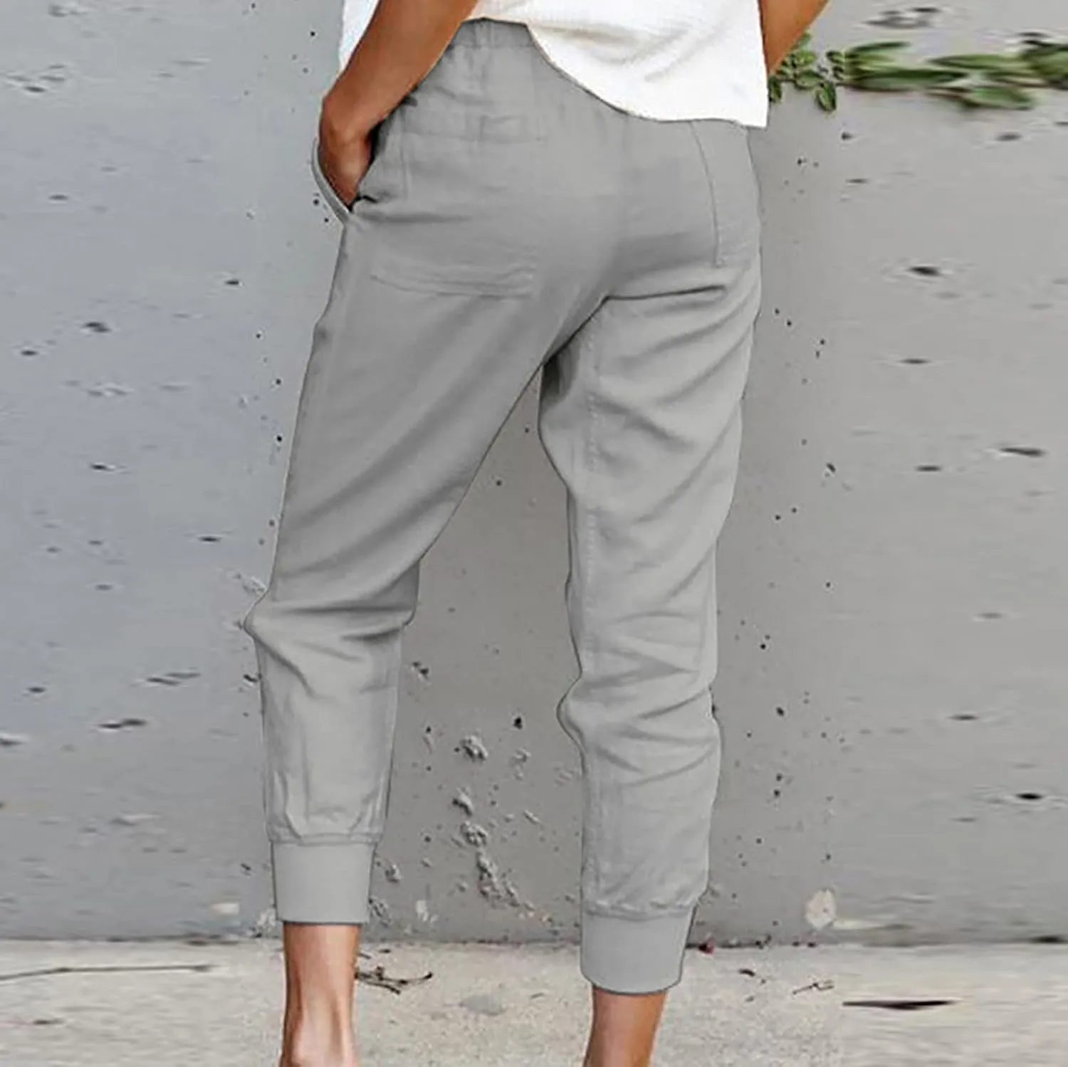 SMIDOW Capri Sweatpants for Women Dressy Casual Elastic Waist Drawstring Jogger Running Pant Loose Fit Lounge Pants