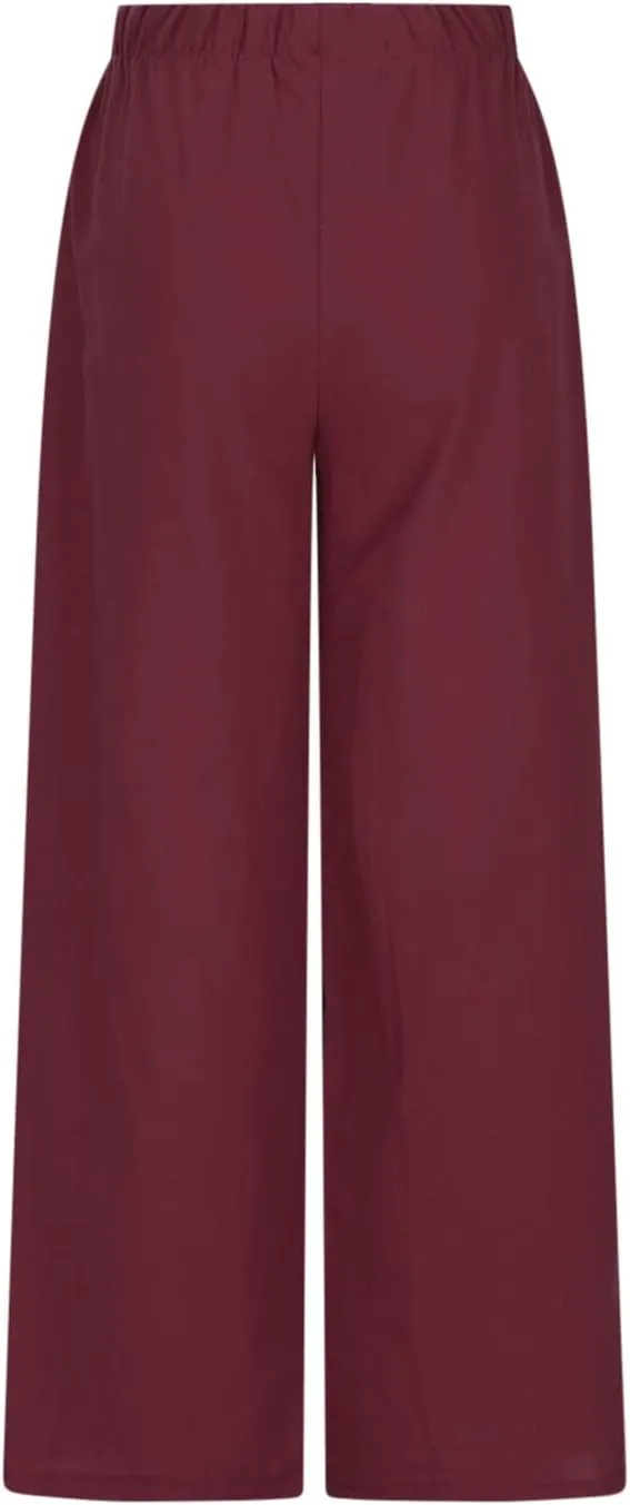 SMIDOW Linen Pants for Women Casual Loose High Waist Drawstring Trousers Wide Leg Baggy Long Pant with Pockets