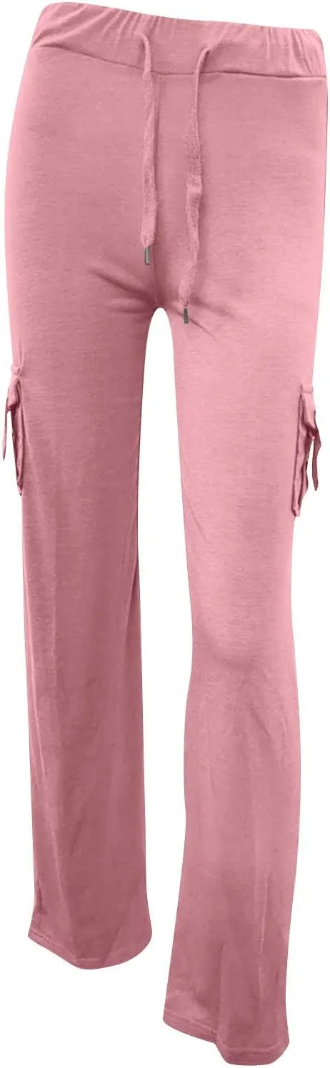 SMIDOW Plus Size Yoga Cargo Pants for Women with Pockets Loose Comfy Stretchy Wide Leg Bootcut Athletic Workout Leggings