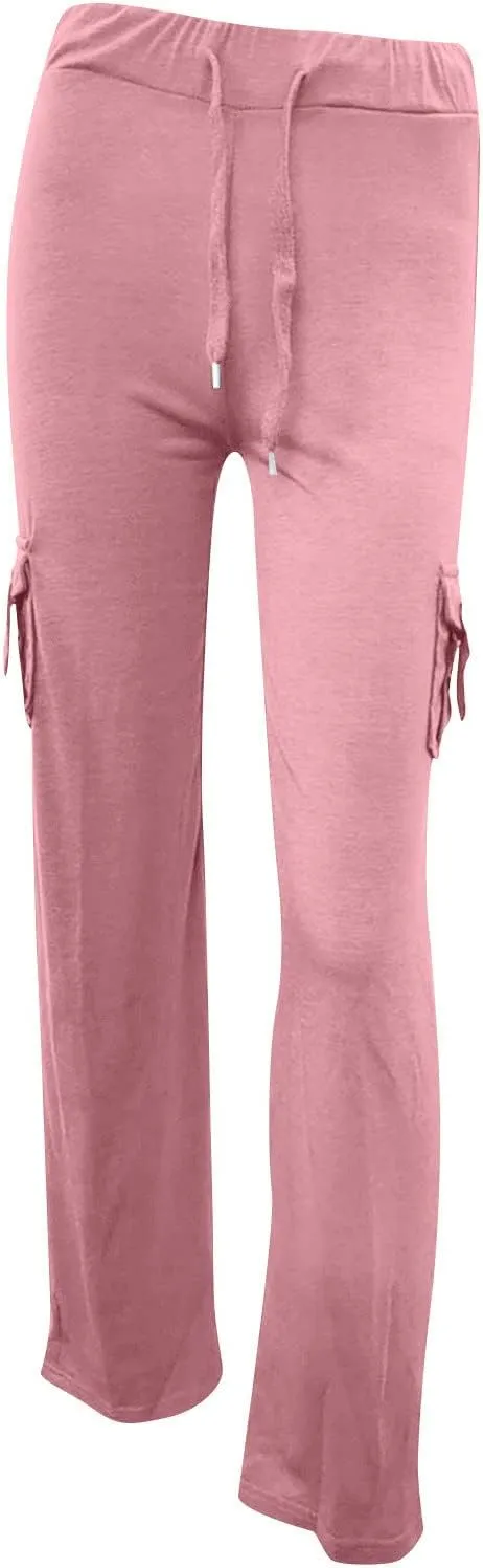 SMIDOW Plus Size Yoga Cargo Pants for Women with Pockets Loose Comfy Stretchy Wide Leg Bootcut Athletic Workout Leggings