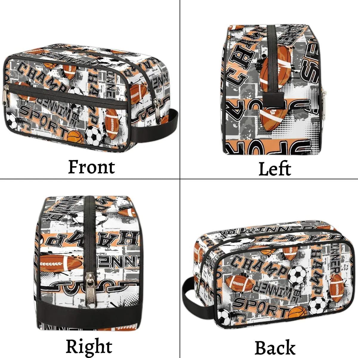 Soccer Ball Travel Toiletry Bag for Kids, Waterproof Hanging Wash Bag Dopp Kit for Boys Shaving Bag for Toiletries Accessories