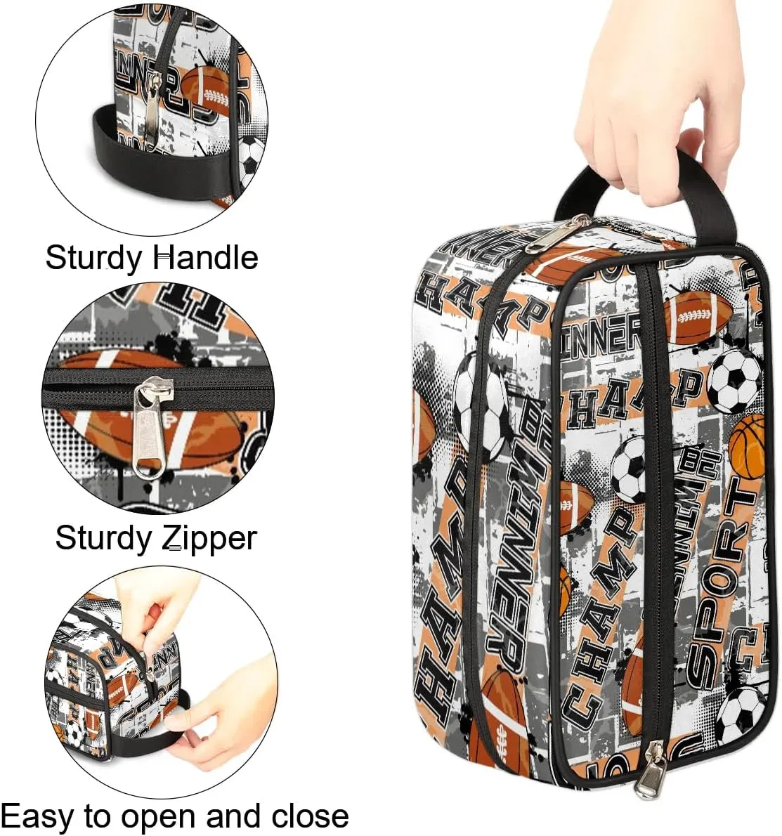Soccer Ball Travel Toiletry Bag for Kids, Waterproof Hanging Wash Bag Dopp Kit for Boys Shaving Bag for Toiletries Accessories