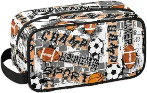 Soccer Ball Travel Toiletry Bag for Kids, Waterproof Hanging Wash Bag Dopp Kit for Boys Shaving Bag for Toiletries Accessories