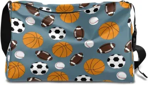 Soccer Basketball Rugby Small Gym Bag for Men Women Workout Sport Duffle Bag Waterproof Weekender Overnight Bag Lightweight Carry on Tote Bag Crossbody Shoulder Travel Bag for Swim Yoge Dance