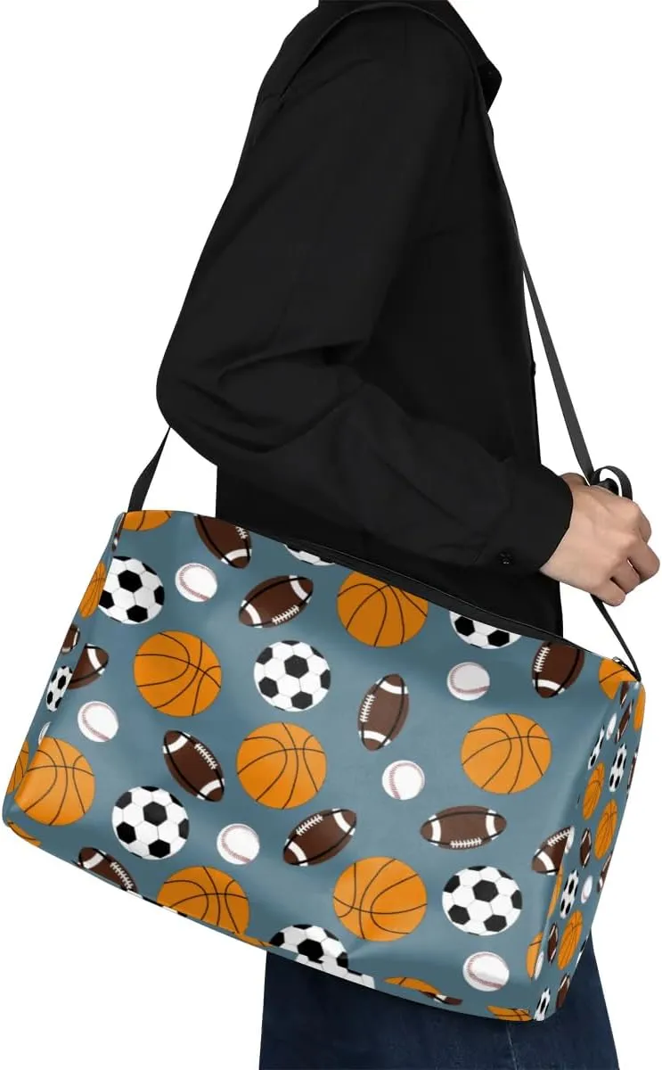 Soccer Basketball Rugby Small Gym Bag for Men Women Workout Sport Duffle Bag Waterproof Weekender Overnight Bag Lightweight Carry on Tote Bag Crossbody Shoulder Travel Bag for Swim Yoge Dance