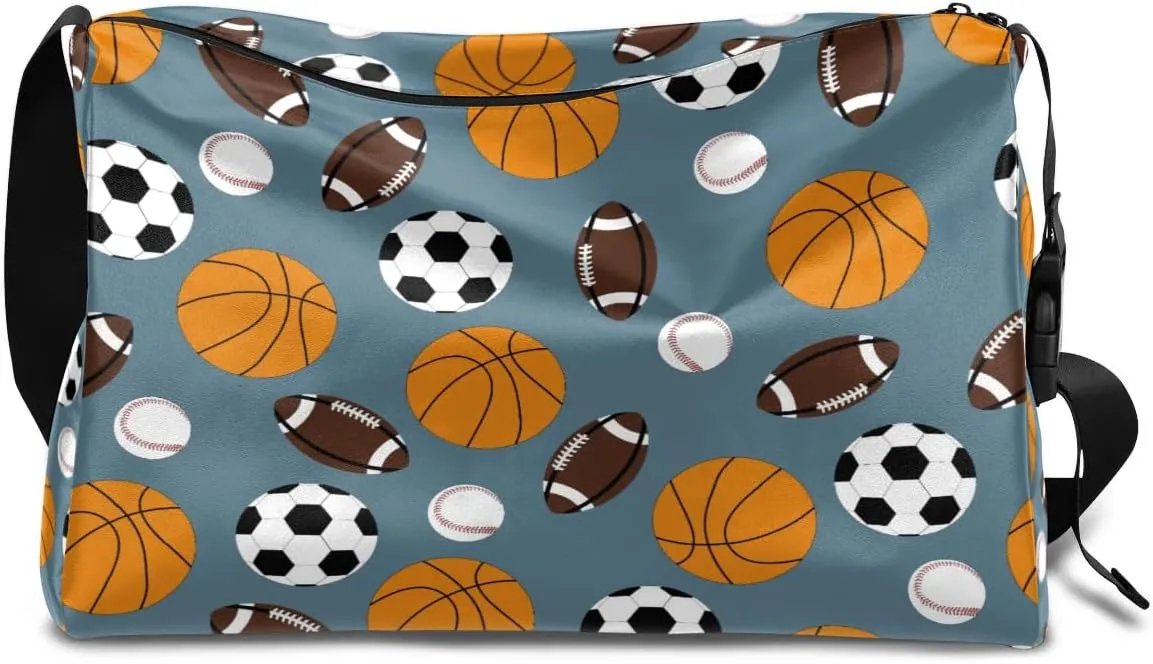 Soccer Basketball Rugby Small Gym Bag for Men Women Workout Sport Duffle Bag Waterproof Weekender Overnight Bag Lightweight Carry on Tote Bag Crossbody Shoulder Travel Bag for Swim Yoge Dance