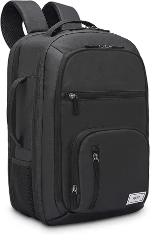 Solo New York TSA Laptop Backpack for Women & Men - Carry On Bookbag for Travel & Work, Lightweight Bag, Mesh Side Pockets, Padded Straps, Fits 17.3" Computer - Grand Travel, Black
