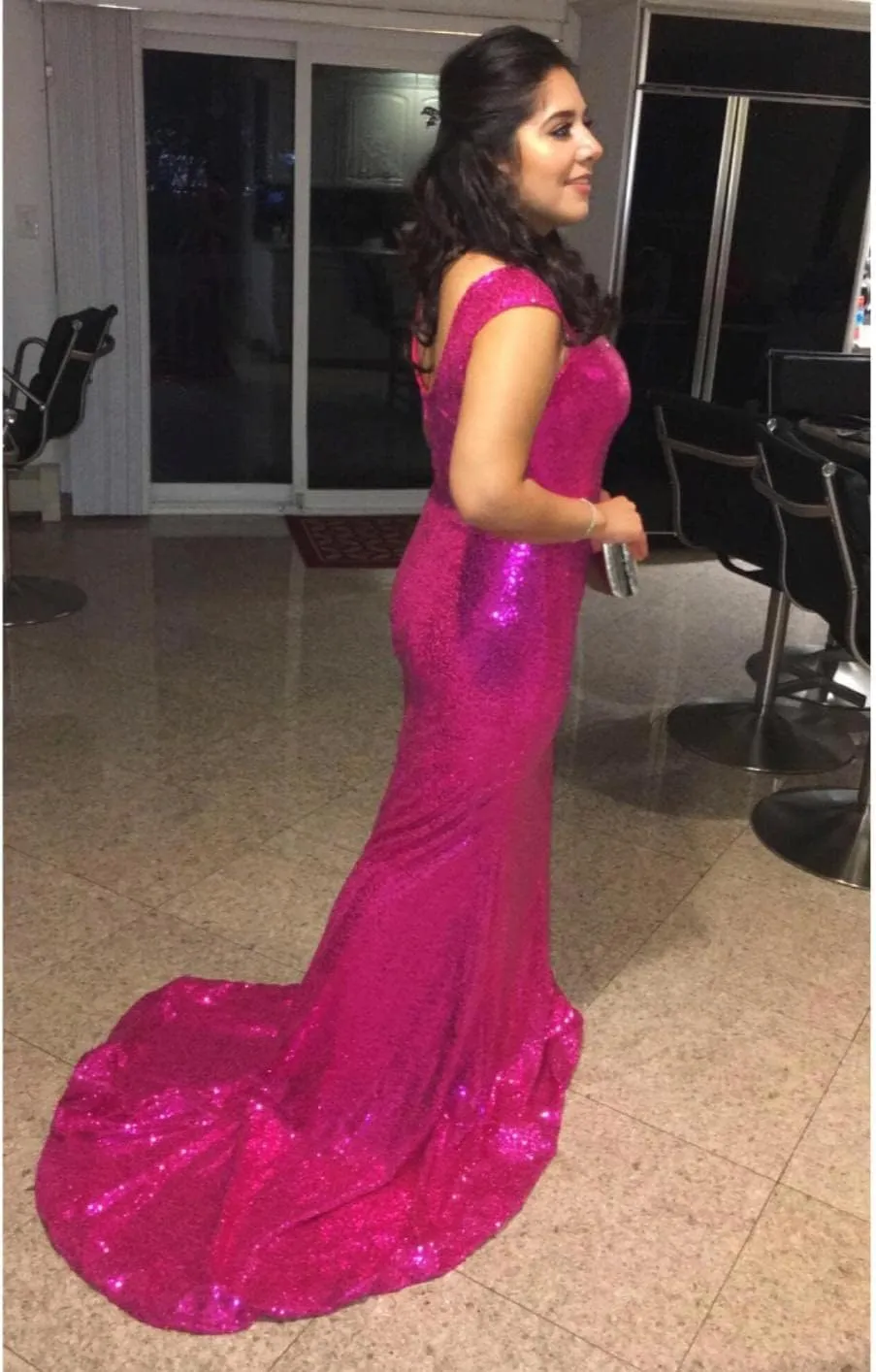SOLOVEDRESS Women's Mermaid Sequined Formal Evening Dress for Wedding Prom Gown