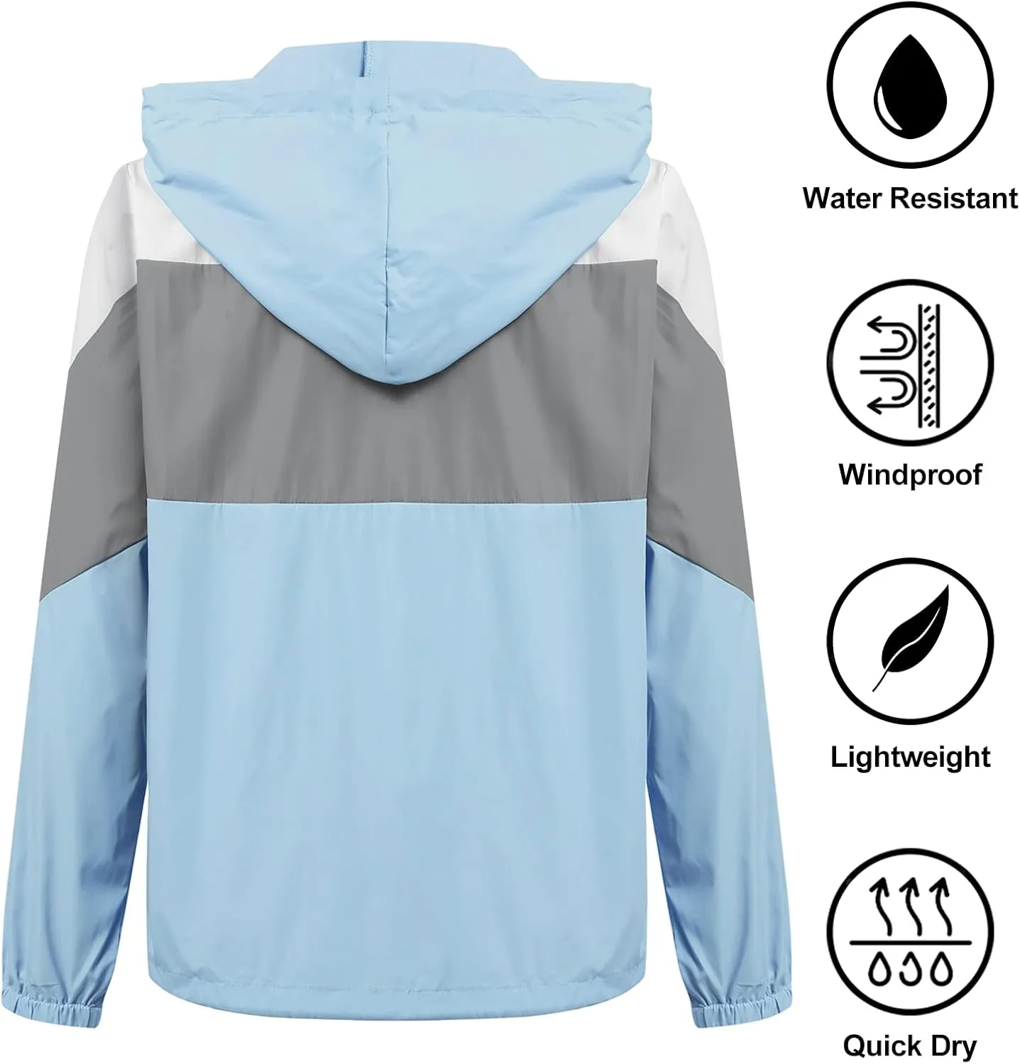 SoTeer Women's Waterproof Rain Jackets Lightweight Hooded Windbreaker Packable Active Outdoor Raincoat