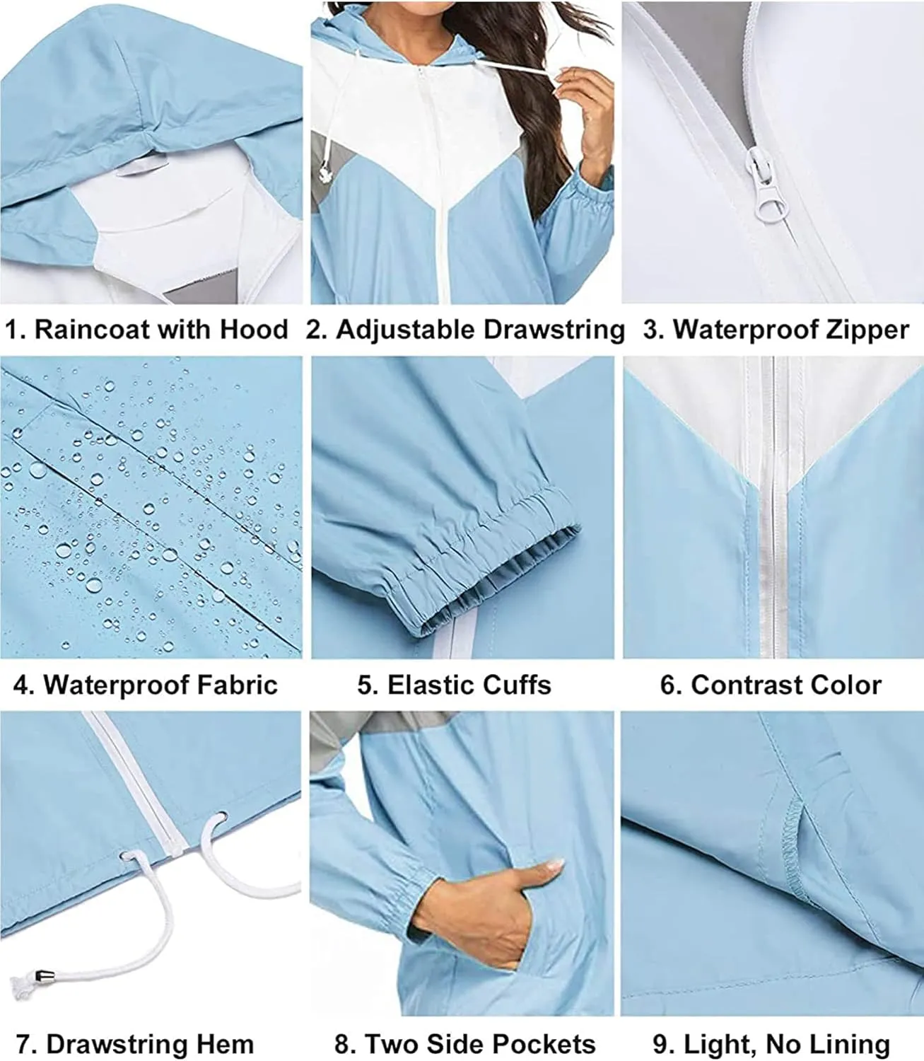 SoTeer Women's Waterproof Rain Jackets Lightweight Hooded Windbreaker Packable Active Outdoor Raincoat