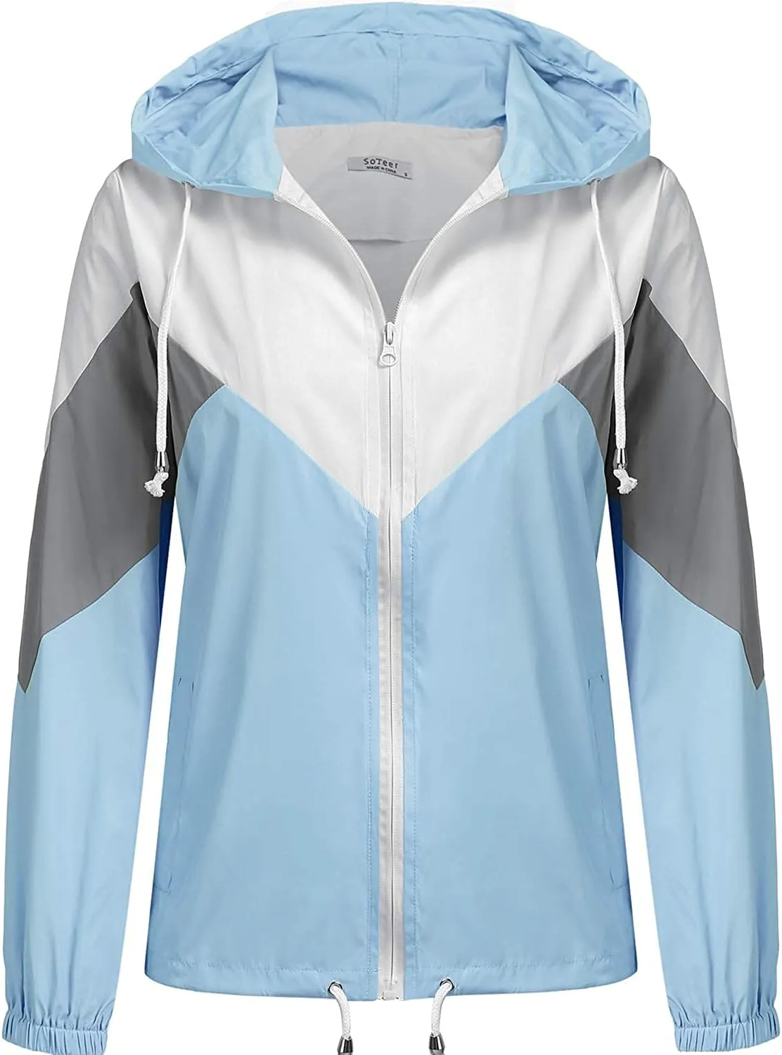 SoTeer Women's Waterproof Rain Jackets Lightweight Hooded Windbreaker Packable Active Outdoor Raincoat