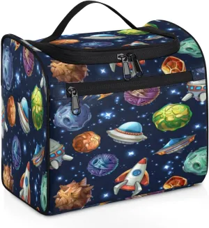 Spacecraft Hanging Toiletry Bag for Men Women Travel Cosmetic Makeup Organizer Bag Water Resistant Large Portable Wash Case for Accessories, Toiletries, Cosmetics