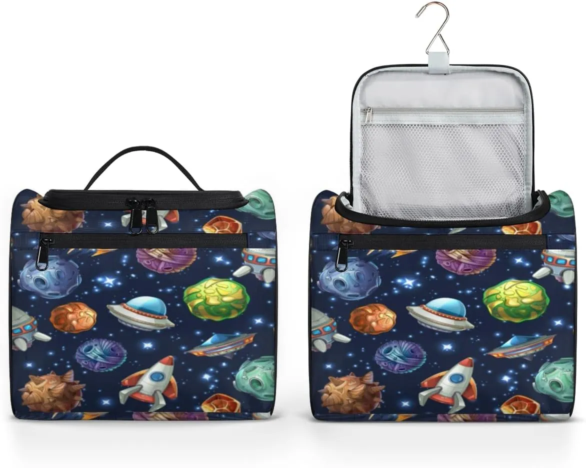 Spacecraft Hanging Toiletry Bag for Men Women Travel Cosmetic Makeup Organizer Bag Water Resistant Large Portable Wash Case for Accessories, Toiletries, Cosmetics